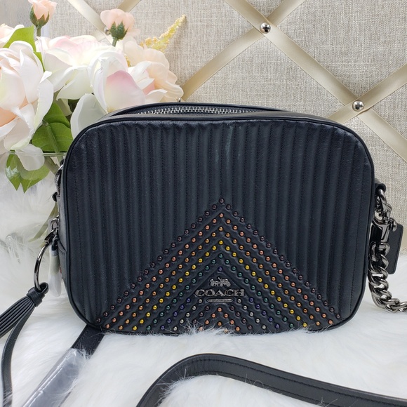 coach quilted leather camera bag